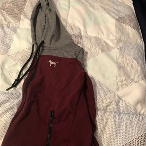 SOLDVictoria’s Secret zip burgundy sweatshirt.